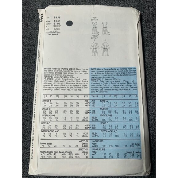 Butterick Misses Dress Sewing Pattern sz 14-18 4082 - uncut - Picture 3 of 4